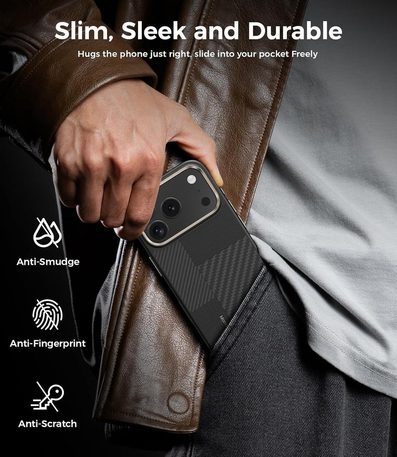 بينكس جراب Benks المميز لهاتف iPhone 17 Pro Max بتصميم فني كامل، متوافق مع زر التحكم بالكاميرا، ومتوافق مع MagSafe، جراب حماية عسكري مصنوع من ألياف كيفلر من دوبونت - Image 5